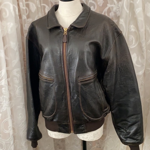 Navy 992 Leather Bomber Jacket 